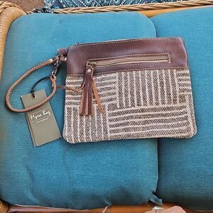 NWT Myra Bag Wristlet Clutch Distress Leather Canvas Tassel Western Pouch Tapest